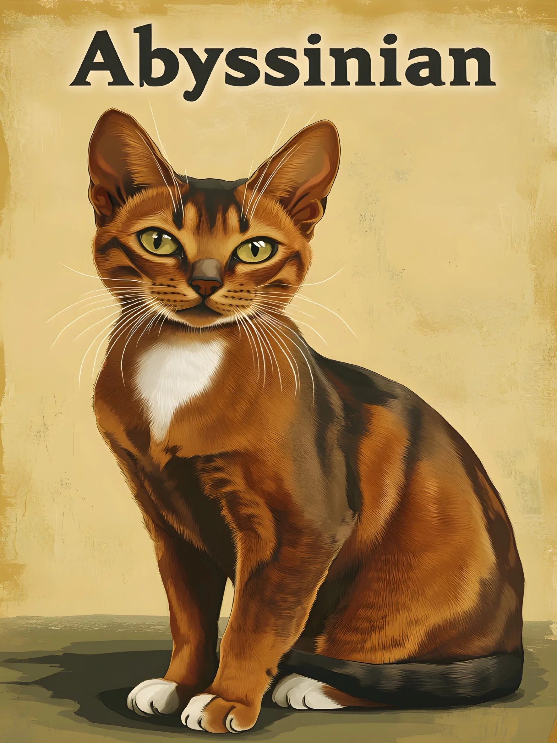 Vintage Types of Cats Style Unframed Canvas Print Wall Art Poster Home Decor for Living Room Bedroom & Fine Gift