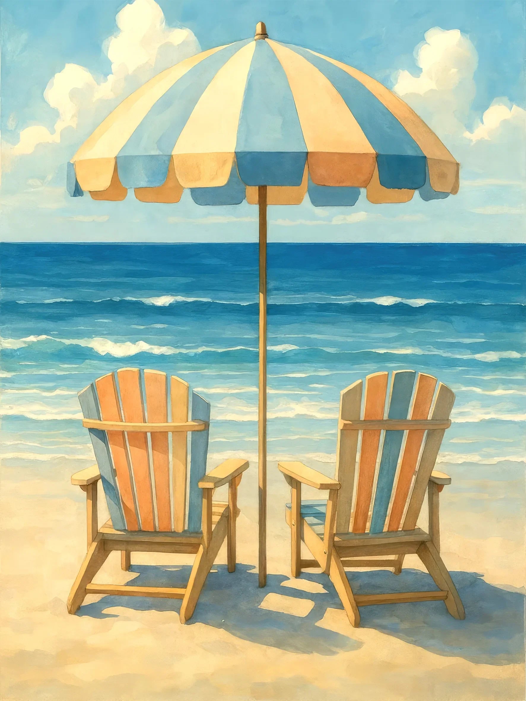 Summer Beach Art Unframed Canvas Print Poster Wall Picture for Home Bedroom Living Room Decor & Nice Gift