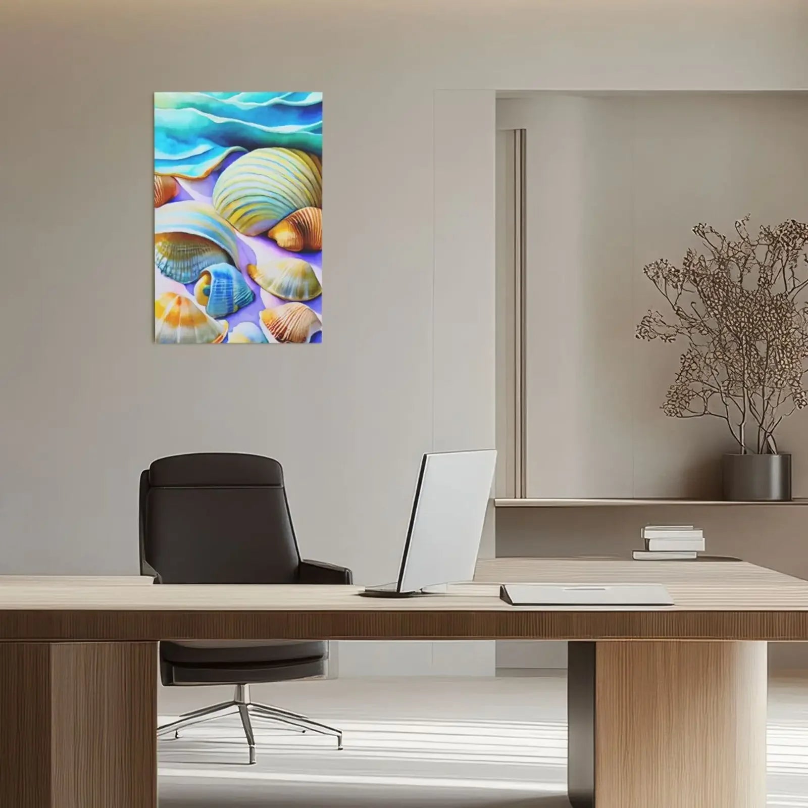 Seashell & Beach Unframed Canvas Art Print Wall Poster Home Decor for Living Room Bedroom & Fine Present