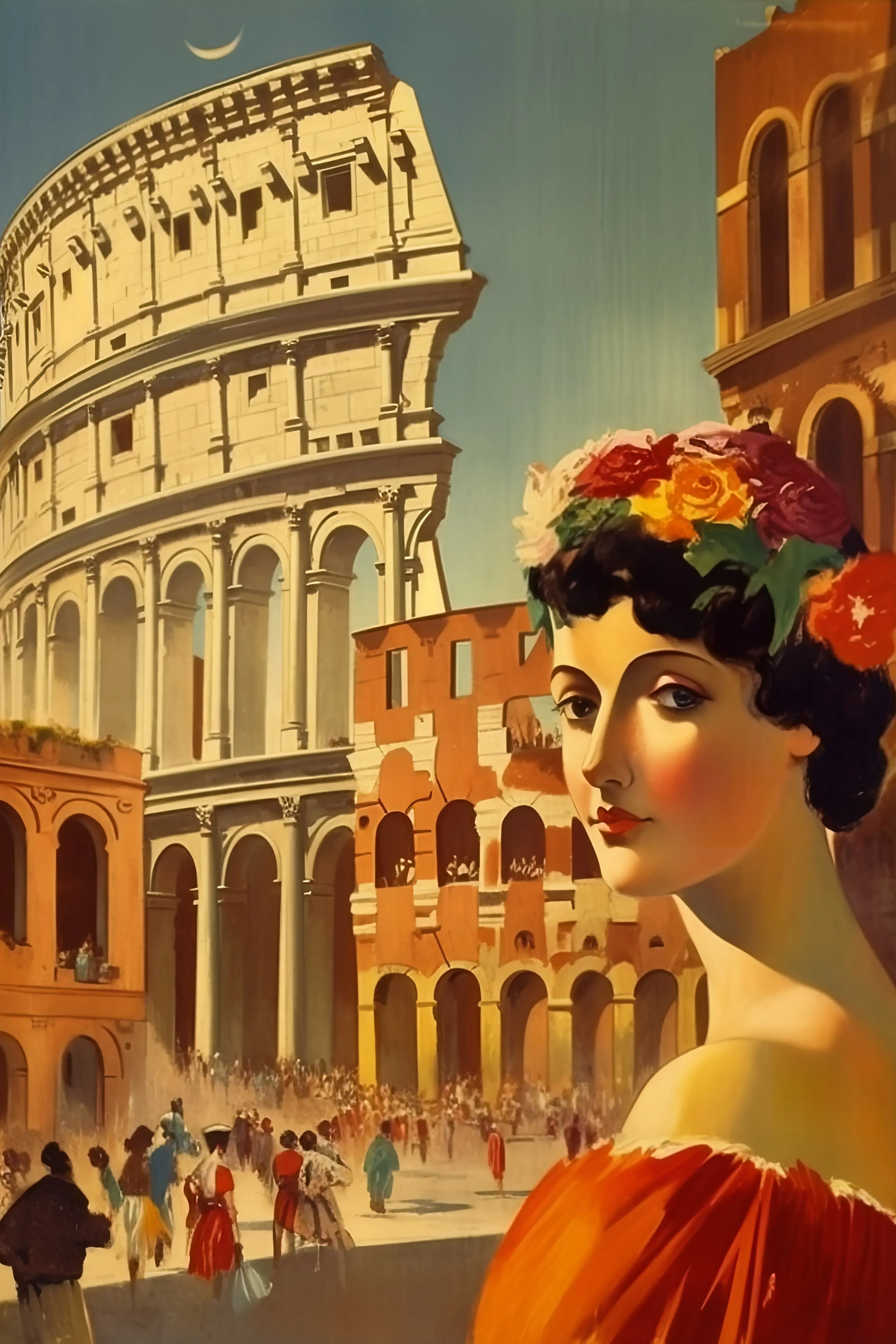 Unframed Canvas Vintage Italy Artwork Print Poster Wall Art for Home Living Room Bedroom Decor & Lovely Gift