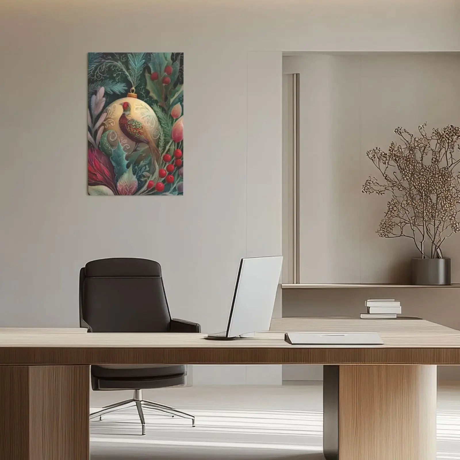 Animals in Christmas Baubles Canvas Unframed Wall Art Print Poster For Living Room Bedroom Home Decor Nice Gifts