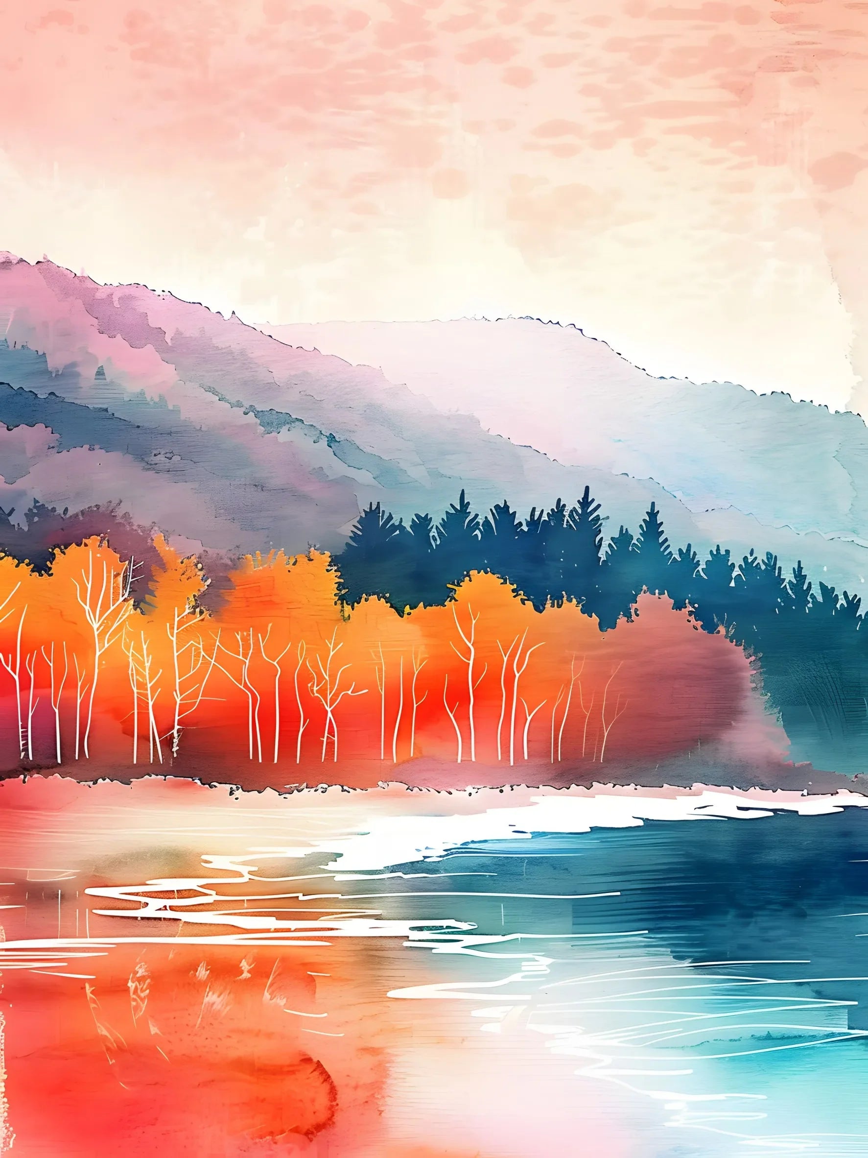 Wall Art Canvas Poster Print Unframed Abstract Watercolor Landscape For Home Living Room Bedroom Decor Gift Idea