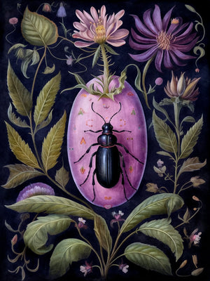 Botanical Beetles Retro Landscape Unframed Canvas Wall Art Poster Print For Home Living Room Bedroom Decor