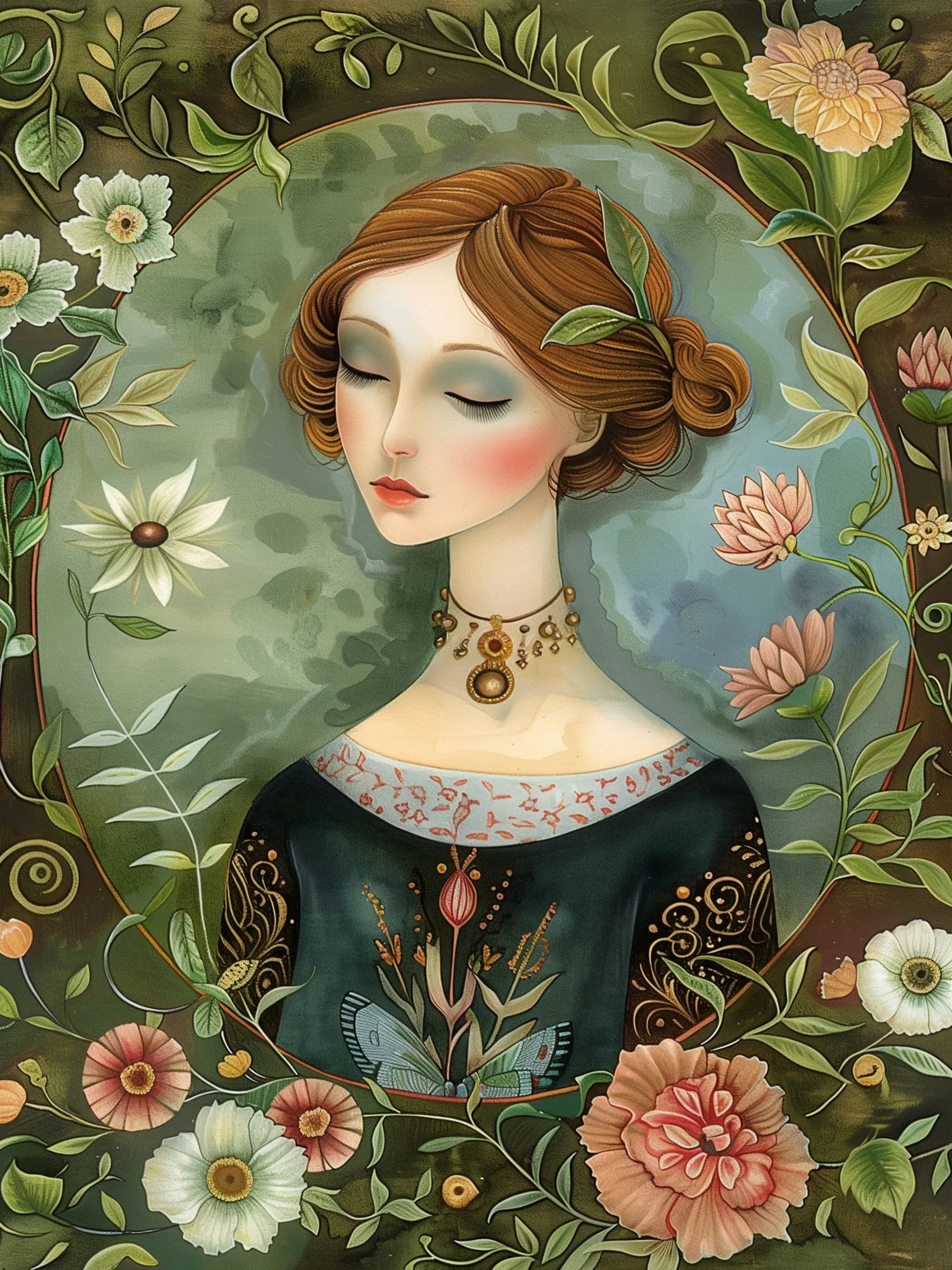 Unframed Canvas Floral Lady Art Print Poster Wall Art for Home Living Room Bedroom Decor & Perfect Present
