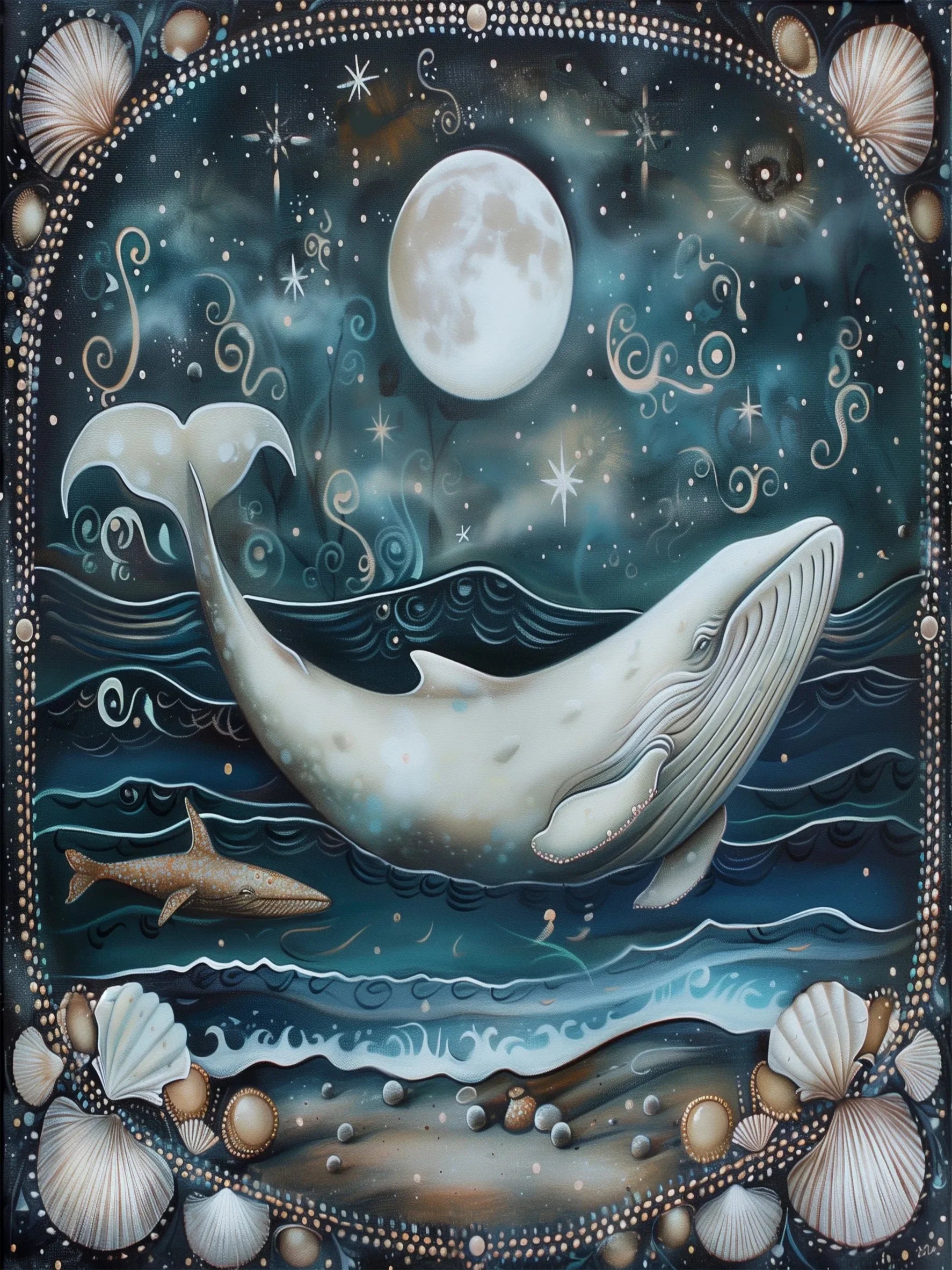 Unframed Canvas Magic Ocean Whales Print Art Poster Modern Wall Decor for Living Room Bedroom Home Decoration & Ideal Gift