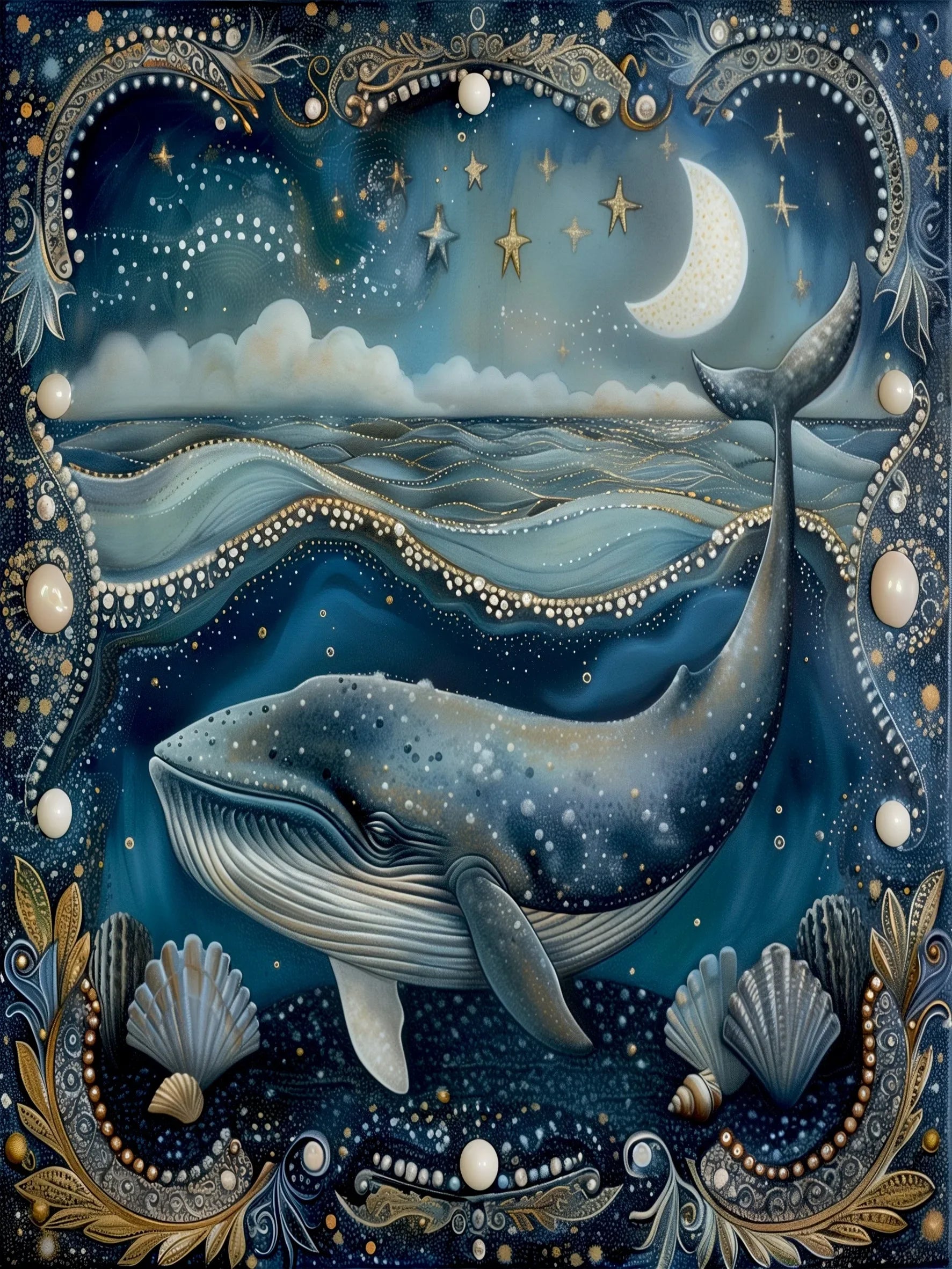 Unframed Canvas Magic Ocean Whales Print Art Poster Modern Wall Decor for Living Room Bedroom Home Decoration & Ideal Gift