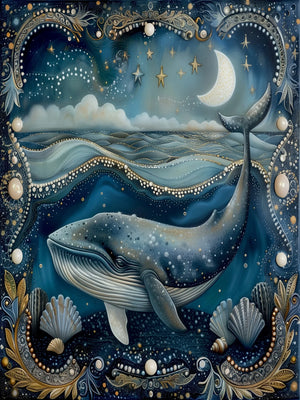 Unframed Canvas Magic Ocean Whales Print Art Poster Modern Wall Decor for Living Room Bedroom Home Decoration & Ideal Gift
