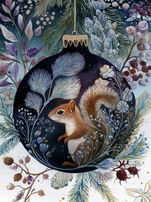 Animals in Christmas Baubles Canvas Unframed Wall Art Print Poster For Living Room Bedroom Home Decor Nice Gifts