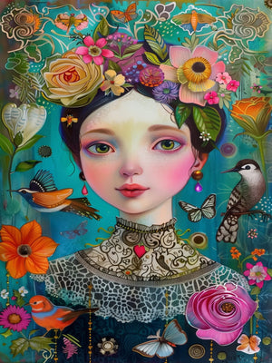 Floral Ladies Unframed Canvas Wall Art Poster Cozy Home Decoration for Living Room Bedroom & Ideal Gift Idea
