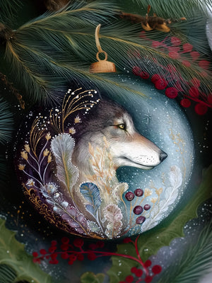 Animals in Christmas Baubles Canvas Unframed Wall Art Print Poster For Living Room Bedroom Home Decor Nice Gifts