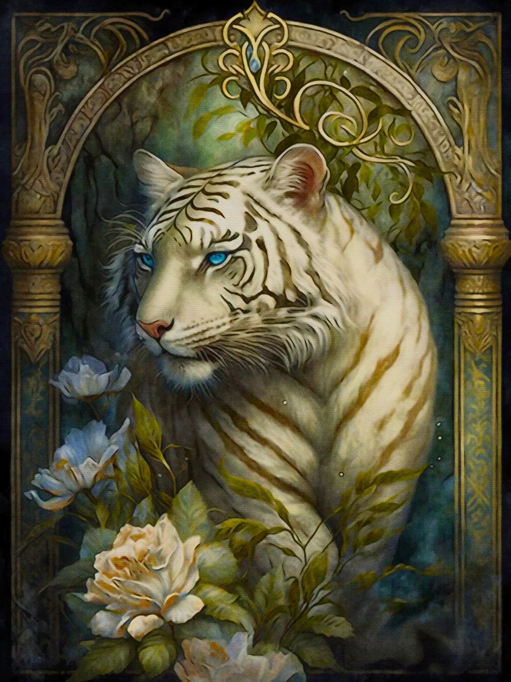 White Animals Unframed Canvas Wall Art Print Poster Home Decoration for Living Room Bedroom and Ideal Gift for Friends Family