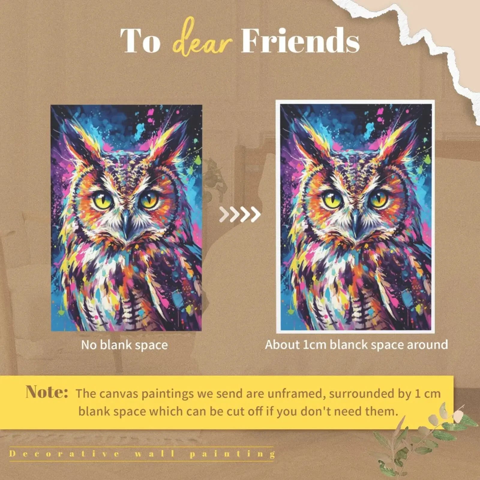 Watercolor Animals Unframed Canvas Art Print Wall Poster Modern Home Decor for Living Room Bedroom & Sweet Gift