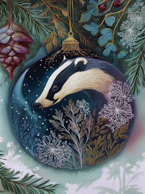 Animals in Christmas Baubles Canvas Unframed Wall Art Print Poster For Living Room Bedroom Home Decor Nice Gifts