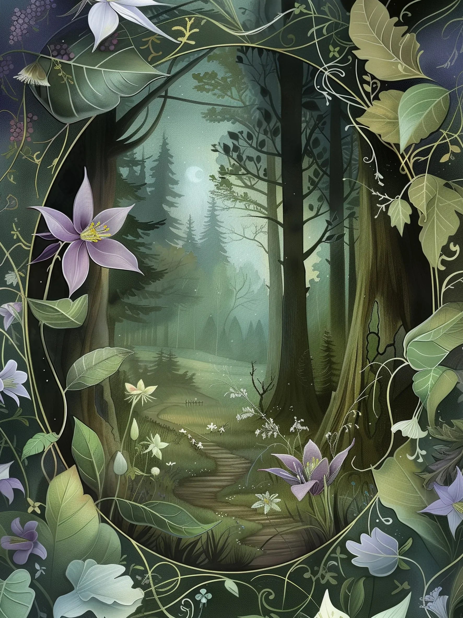 Forest Flowers Art Print Unframed Canvas Wall Poster Home Decoration for Living Room Bedroom & Nice Gift Idea