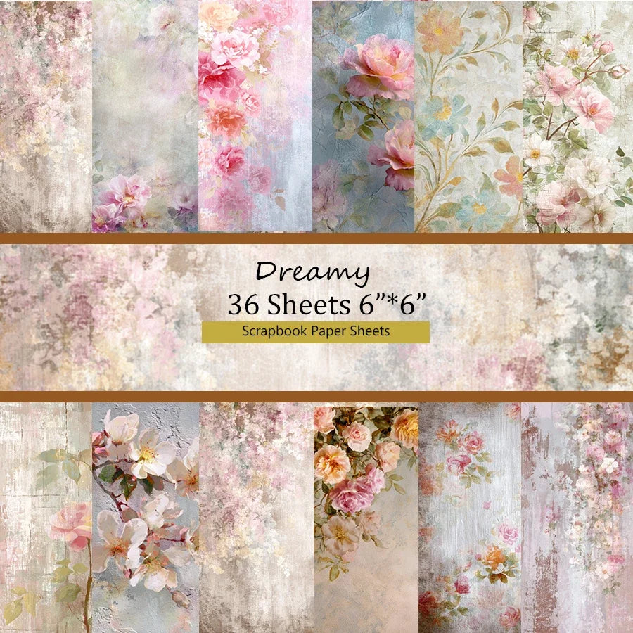 36 Sheets 6"x6" Scrapbook Paper Pack: Vintage Art Patterns for Scrapbooking, Origami, Junk Journal & Card Making.