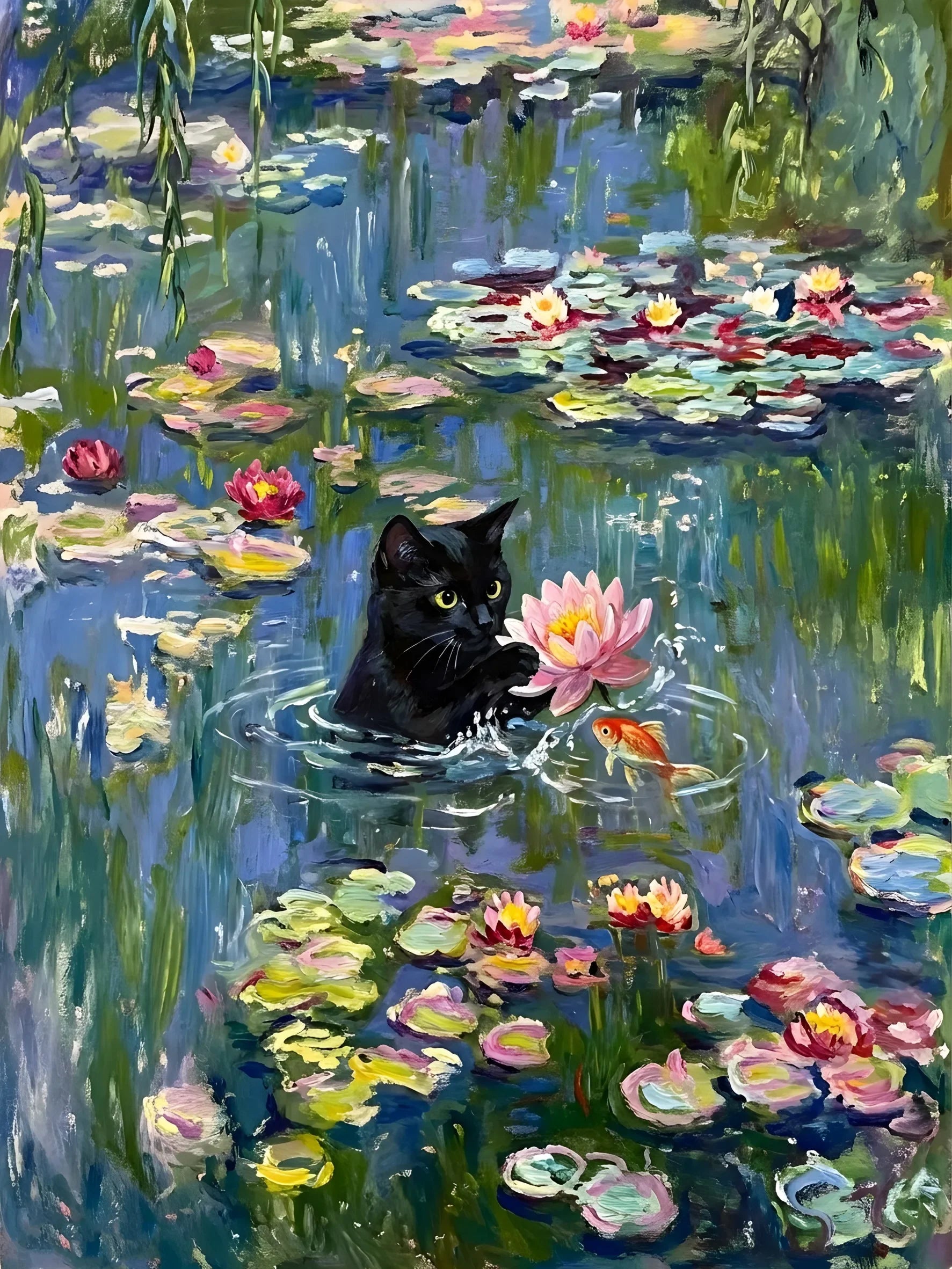 Serenity Feline Unframed Canvas Print Poster Art Wall Decoration for Living Room Bedroom & Special Present