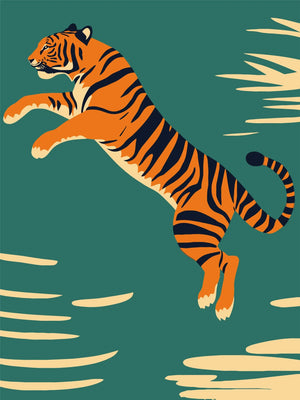 Canvas Art Tiger Illustration Art Print Unframed Wall Poster Home Decoration for Bedroom Living Room & Great Present