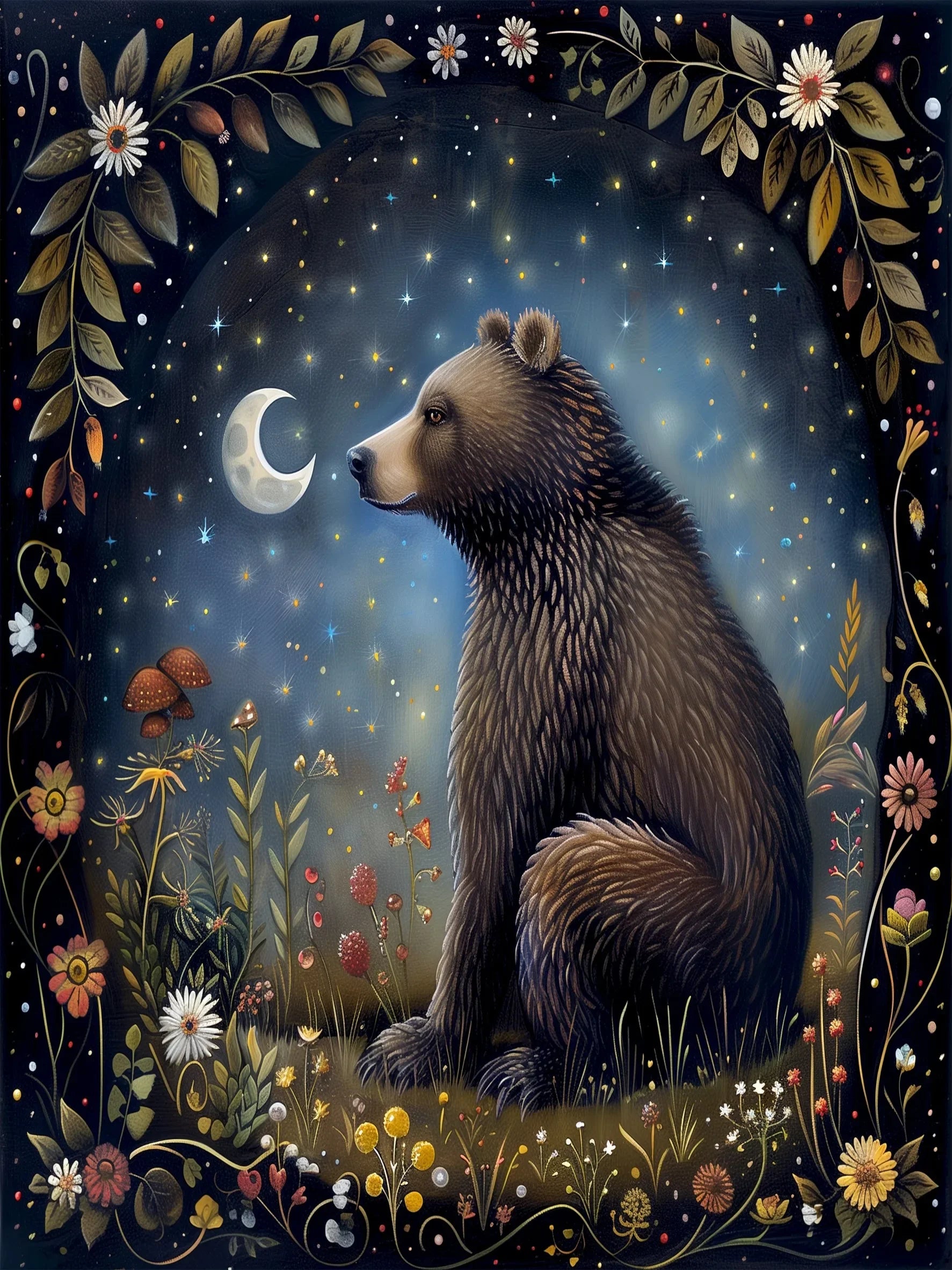 Unframed Wall Art Decor Poster Retro Animals of the Magic Woodlands Canvas Print For Living Room Bedroom Home Decor Gift