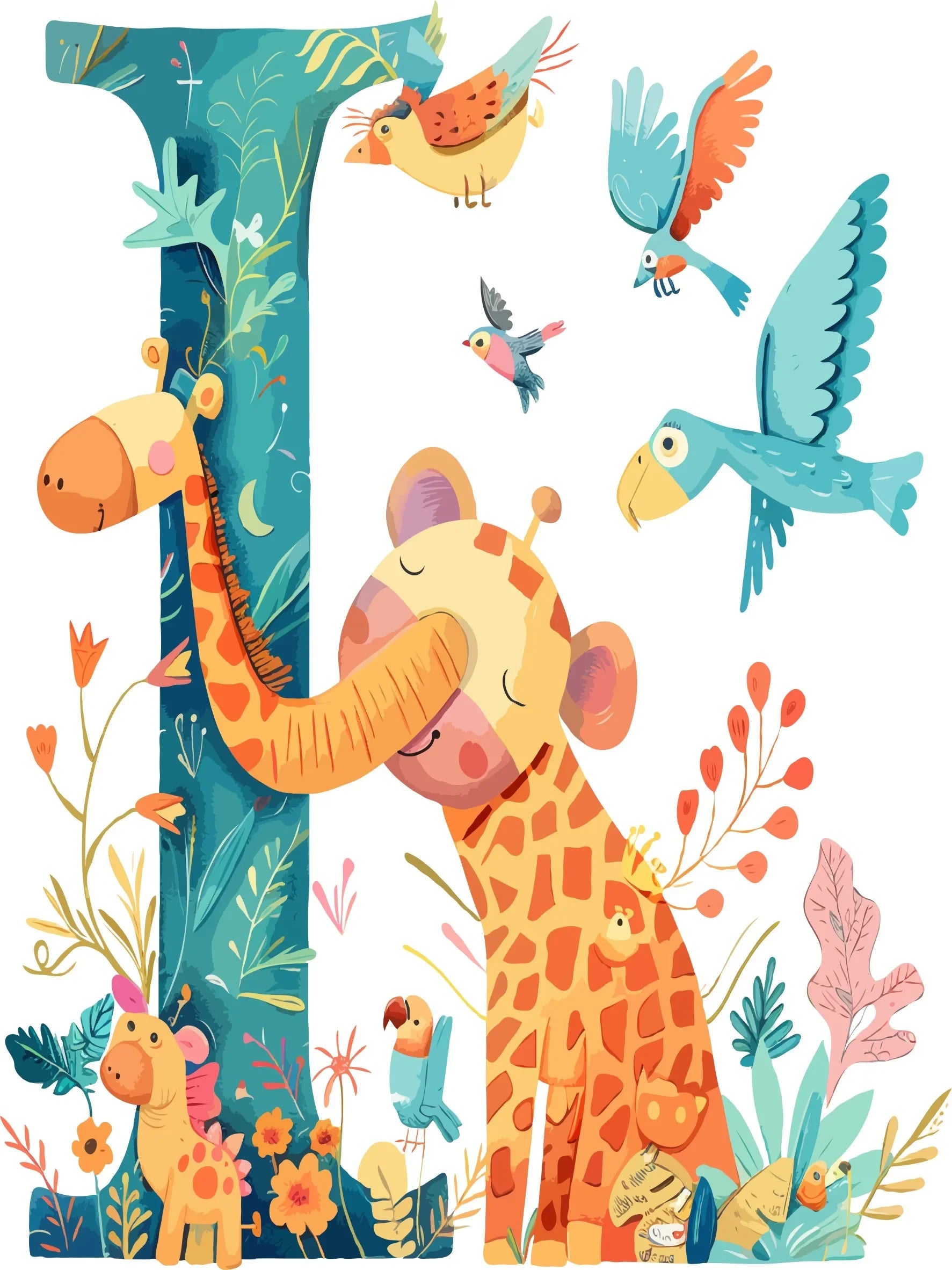 Wall Art Canvas Unframed Print Cute Animal Alphabet Poster For Home Living Room Bedroom Decoration Gifts