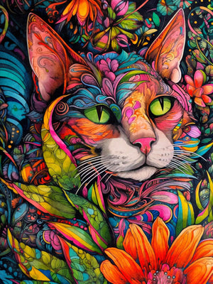 Floral Cats Unframed Canvas Print Poster Wall Art For Living Room Bedroom Home Decor And Gifts