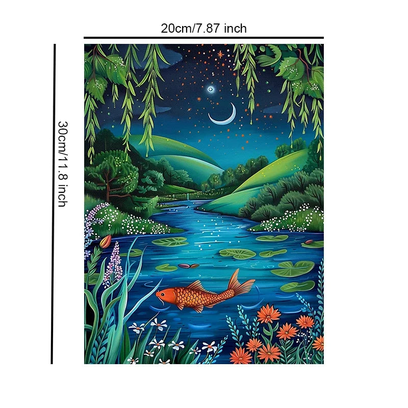 Nighttime Hills Artwork Unframed Canvas Print Poster Wall Picture for Bedroom Living Room Home Decor & Lovely Gift
