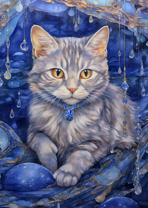 Bedroom Living Room Home Decor Unframed Canvas Cats and Crystals Wall Art Poster Print Special Gift