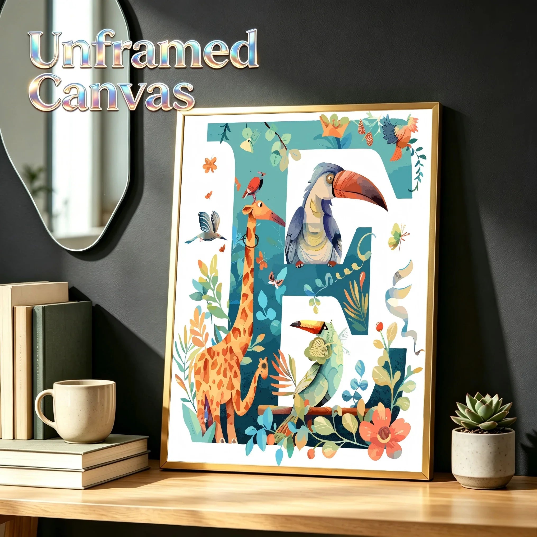 Wall Art Canvas Unframed Print Cute Animal Alphabet Poster For Home Living Room Bedroom Decoration Gifts