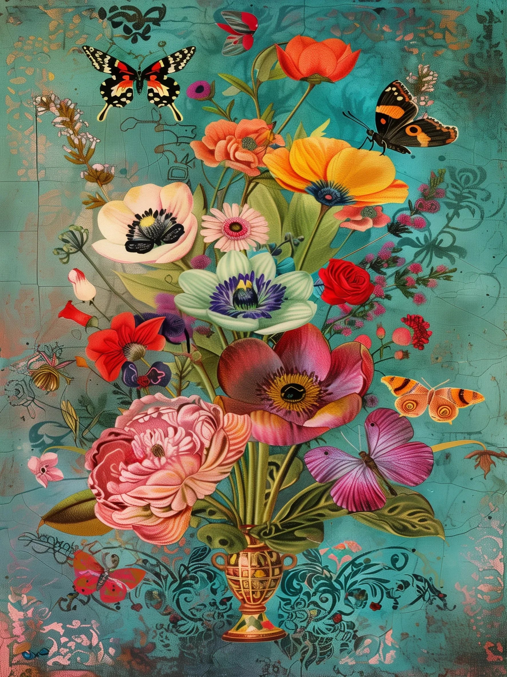 Floral Ladies Unframed Canvas Wall Art Poster Cozy Home Decoration for Living Room Bedroom & Ideal Gift Idea
