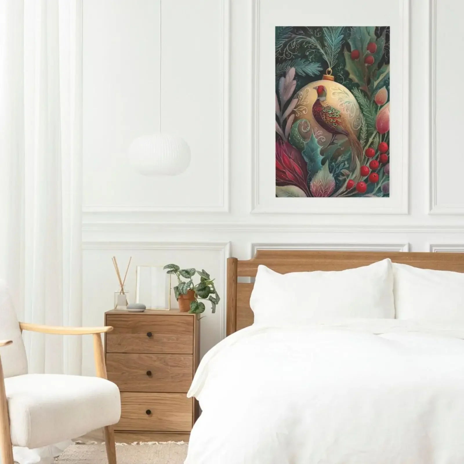 Animals in Christmas Baubles Canvas Unframed Wall Art Print Poster For Living Room Bedroom Home Decor Nice Gifts