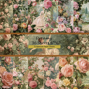 6"x6" Origami & Scrapbooking Paper Pack (36 Sheets): Floral/Geometric Prints for Journal, Card DIY & Crafts.