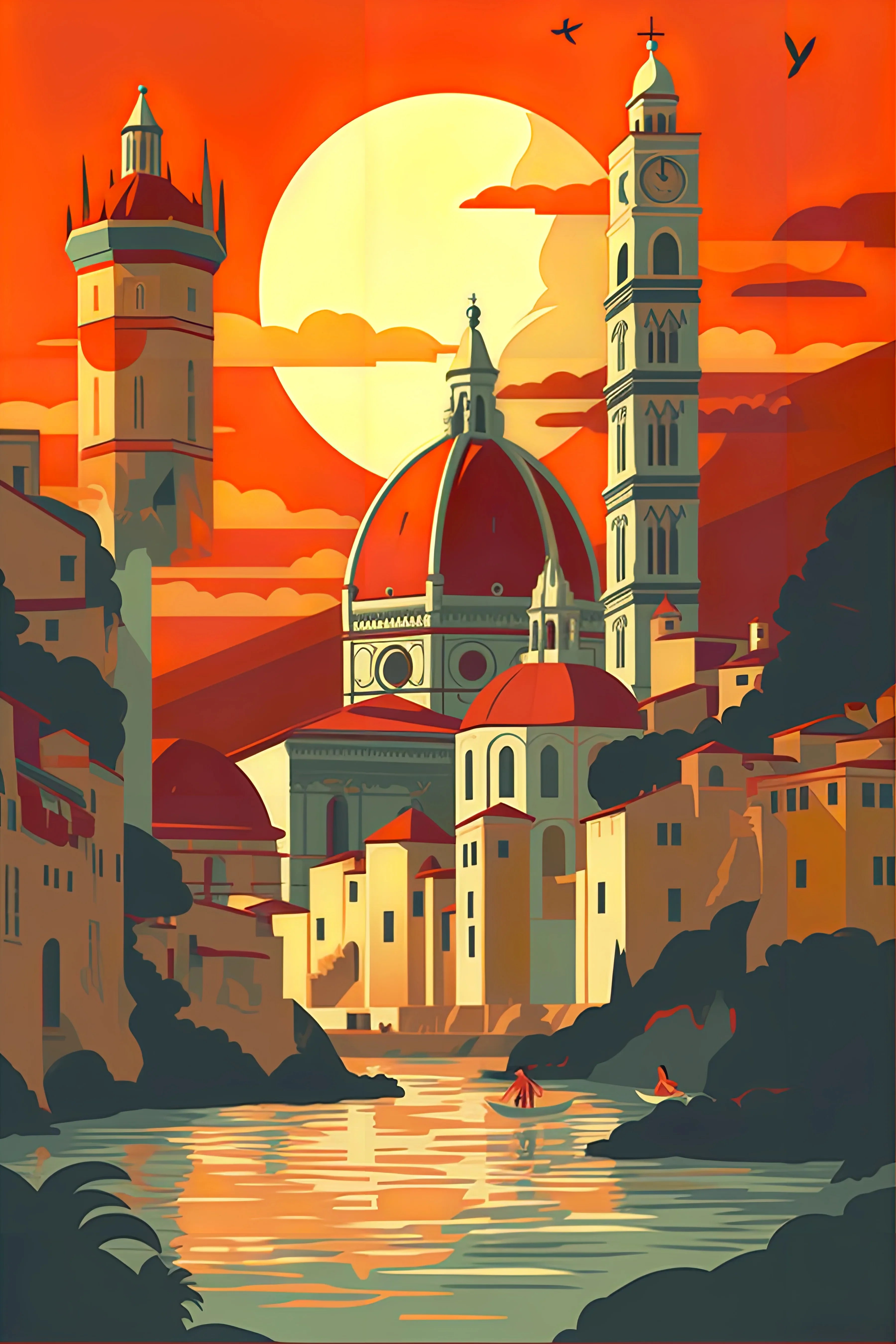 Unframed Canvas Vintage Italy Artwork Print Poster Wall Art for Home Living Room Bedroom Decor & Lovely Gift