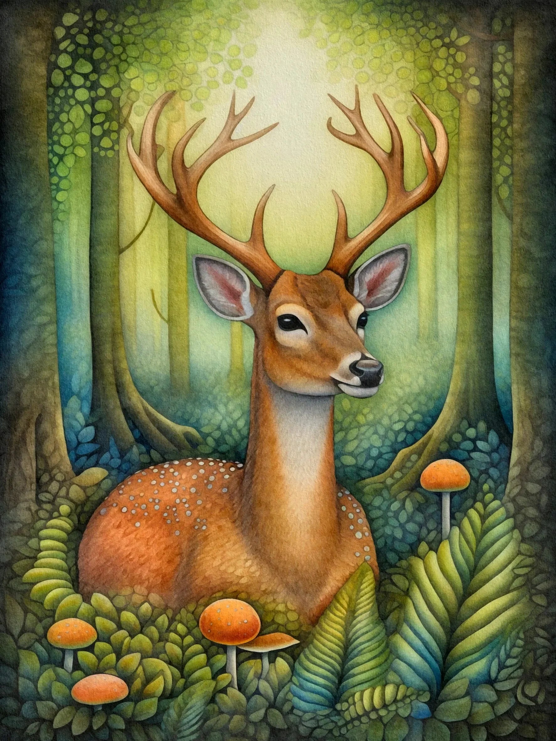 Unframed Canvas Print Wall Art Decor Retro Boho Forest Animal Poster For Living Room Bedroom Home Decoration