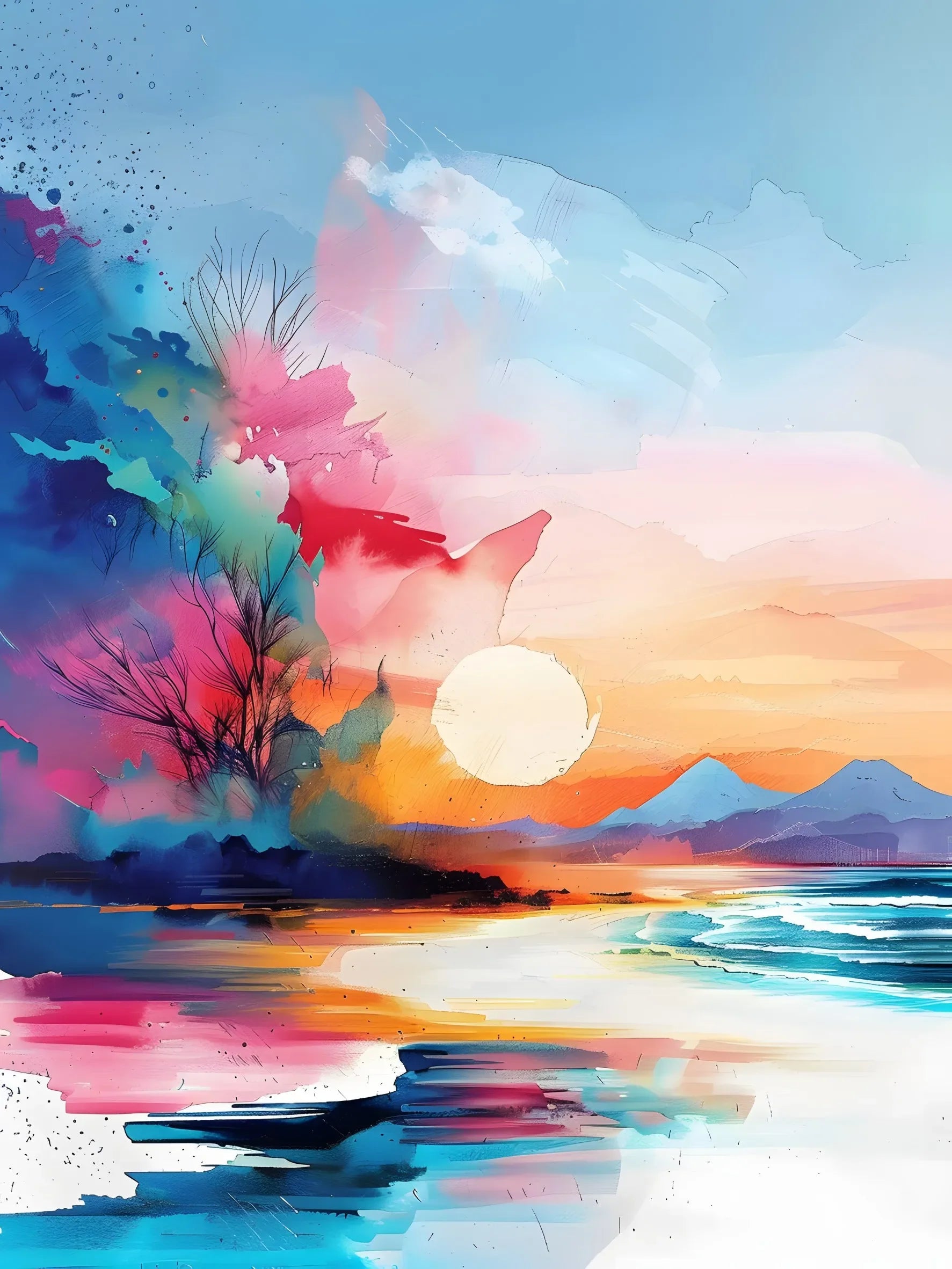 Wall Art Canvas Poster Print Unframed Abstract Watercolor Landscape For Home Living Room Bedroom Decor Gift Idea