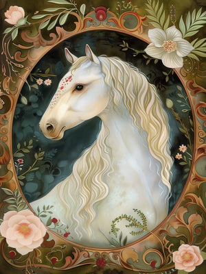 Retro Floral Horse Unframed Canvas Art Print Poster Wall Decor For Living Room Bedroom Home Decoration Ideal Gift