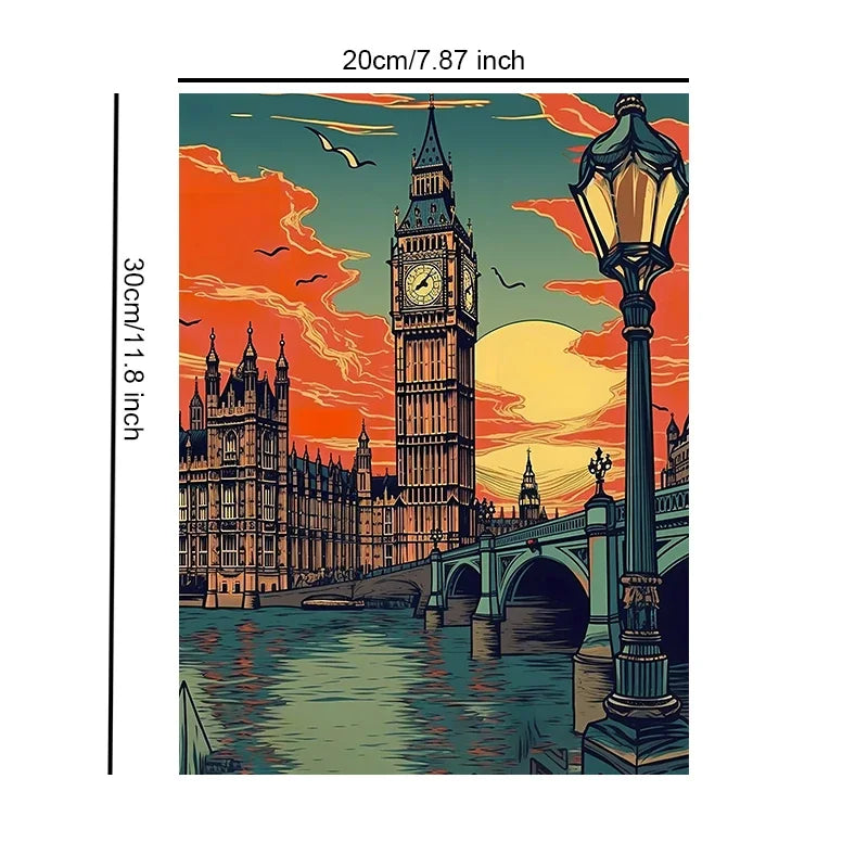 Canvas Art Unframed Vintage Travel Britain Wall Poster Chic Home Decoration for Living Room Bedroom & Perfect Present