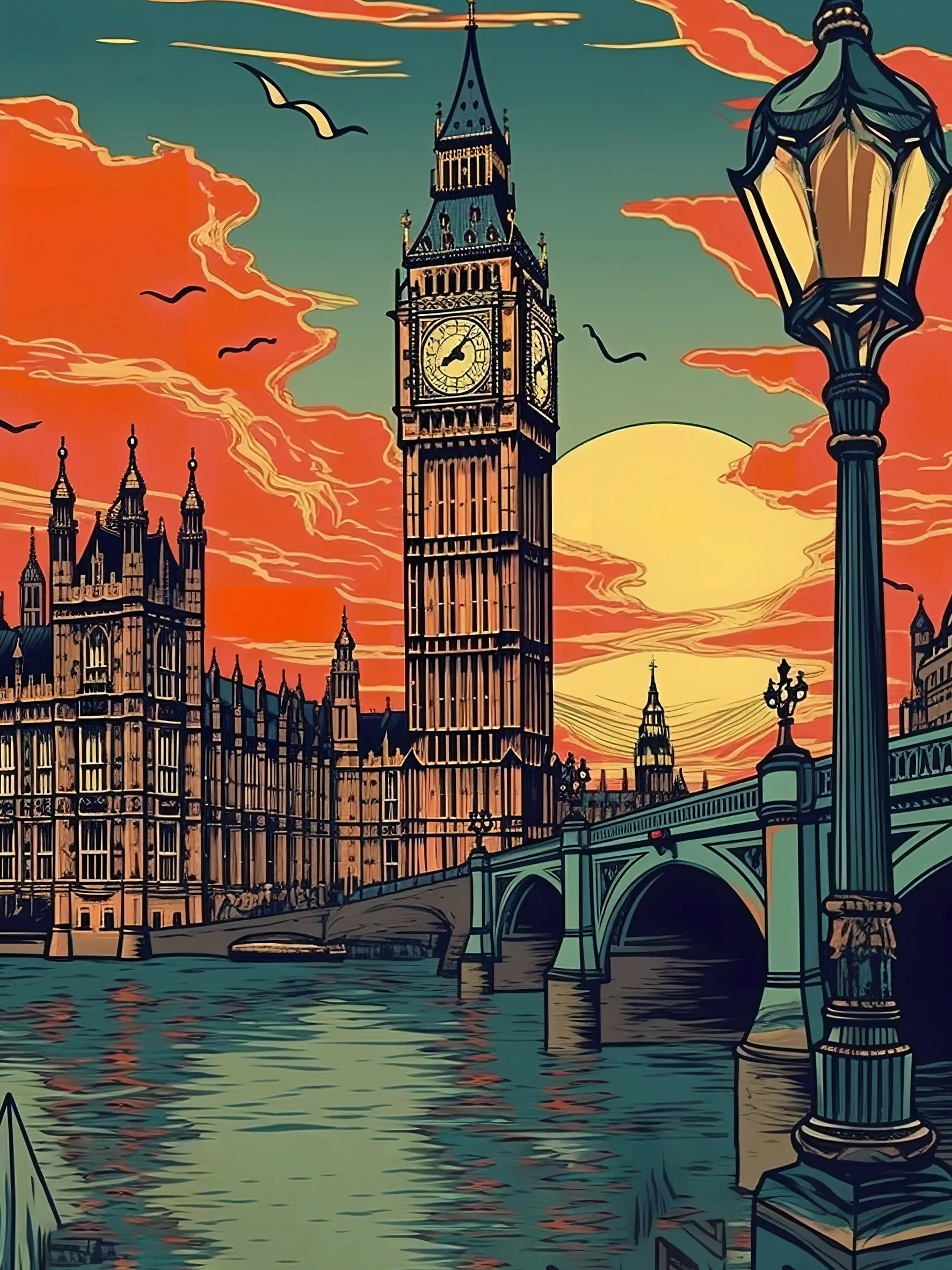Canvas Art Unframed Vintage Travel Britain Wall Poster Chic Home Decoration for Living Room Bedroom & Perfect Present