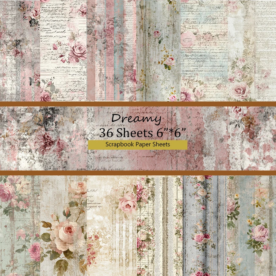 6"x6" Origami & Scrapbooking Paper Pack (36 Sheets): Floral/Geometric Prints for Journal, Card DIY & Crafts.