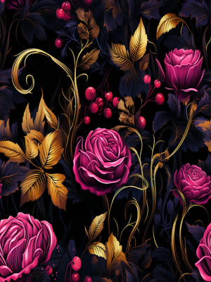 Retro Dark Roses Unframed Canvas Art Print Unframed Wall Poster For Living Room Bedroom Home Decor And Nice Gifts