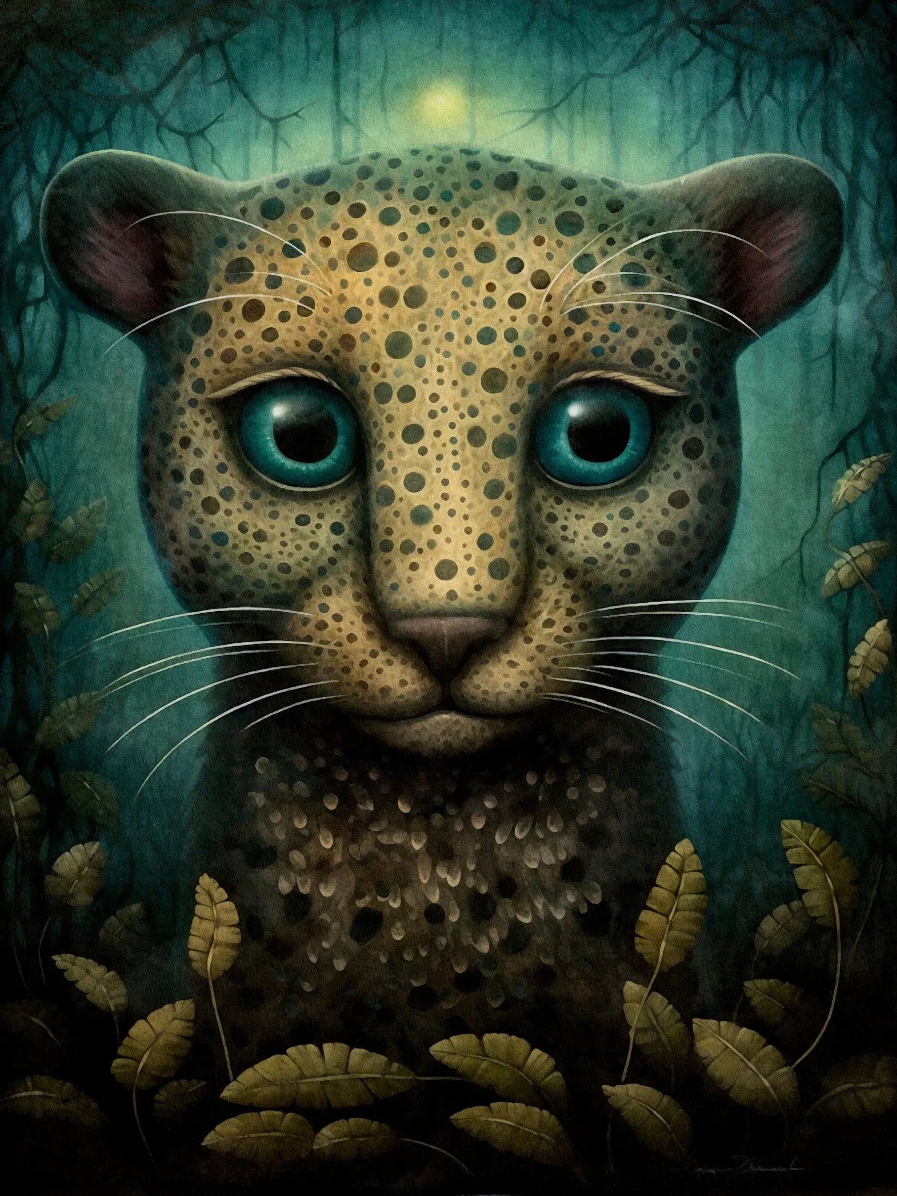Wall Art Decor Poster Unframed Canvas Dark Jungle Animals Print For Living Room Bedroom Home Decoration
