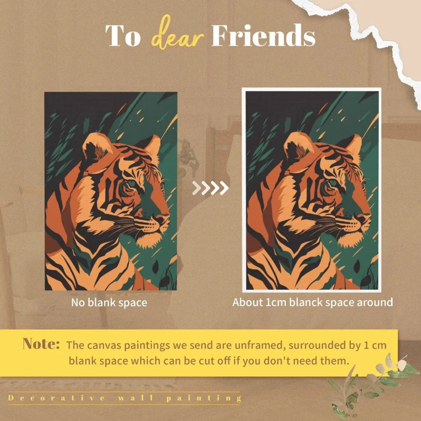 Canvas Art Tiger Illustration Art Print Unframed Wall Poster Home Decoration for Bedroom Living Room & Great Present