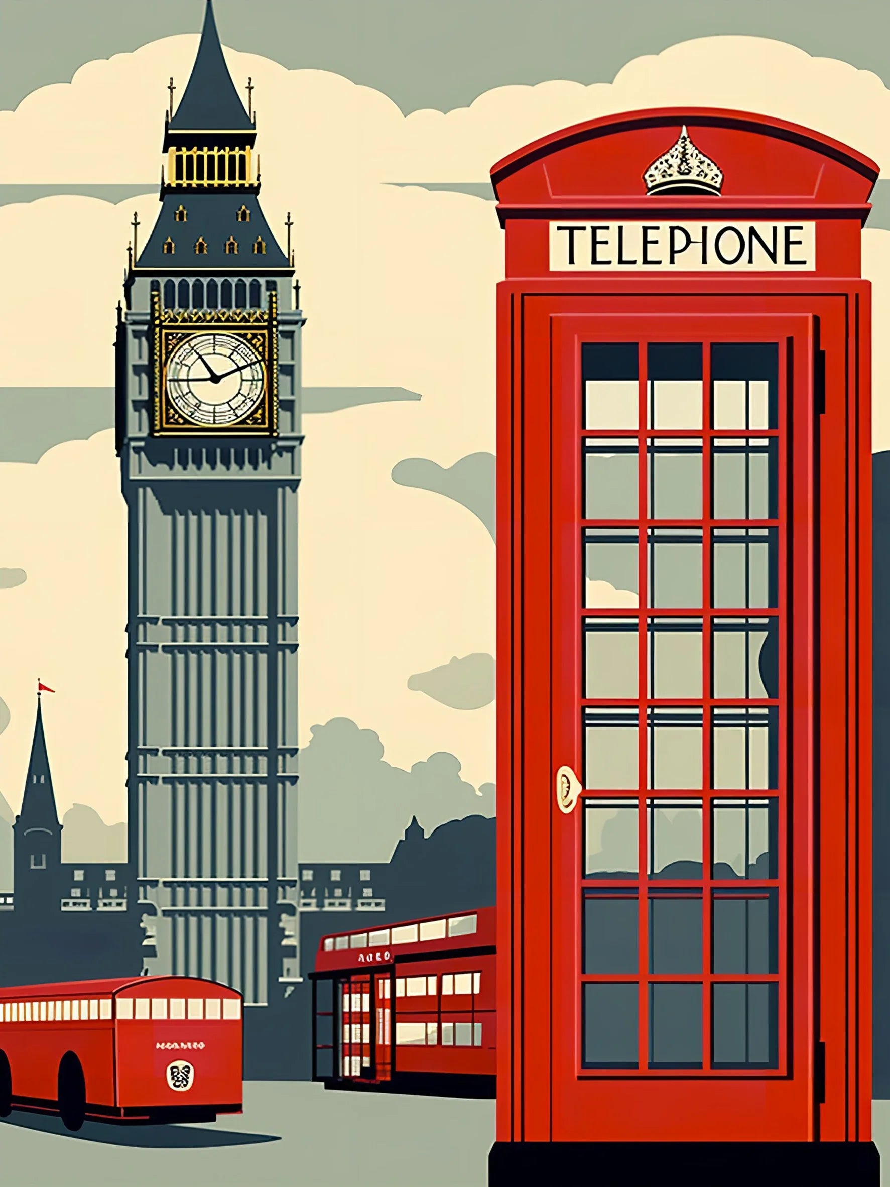 Canvas Art Unframed Vintage Travel Britain Wall Poster Chic Home Decoration for Living Room Bedroom & Perfect Present