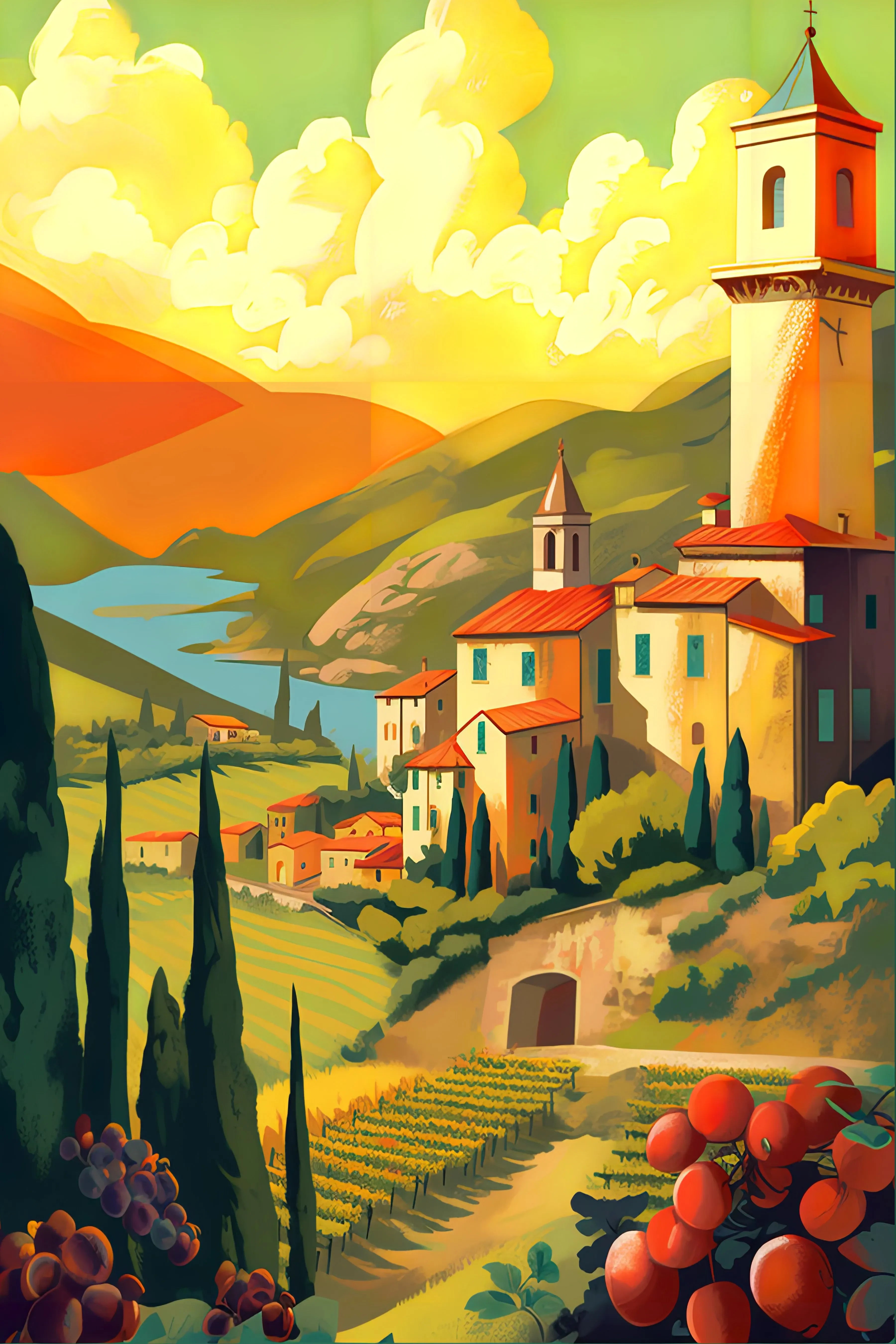 Unframed Canvas Vintage Italy Artwork Print Poster Wall Art for Home Living Room Bedroom Decor & Lovely Gift