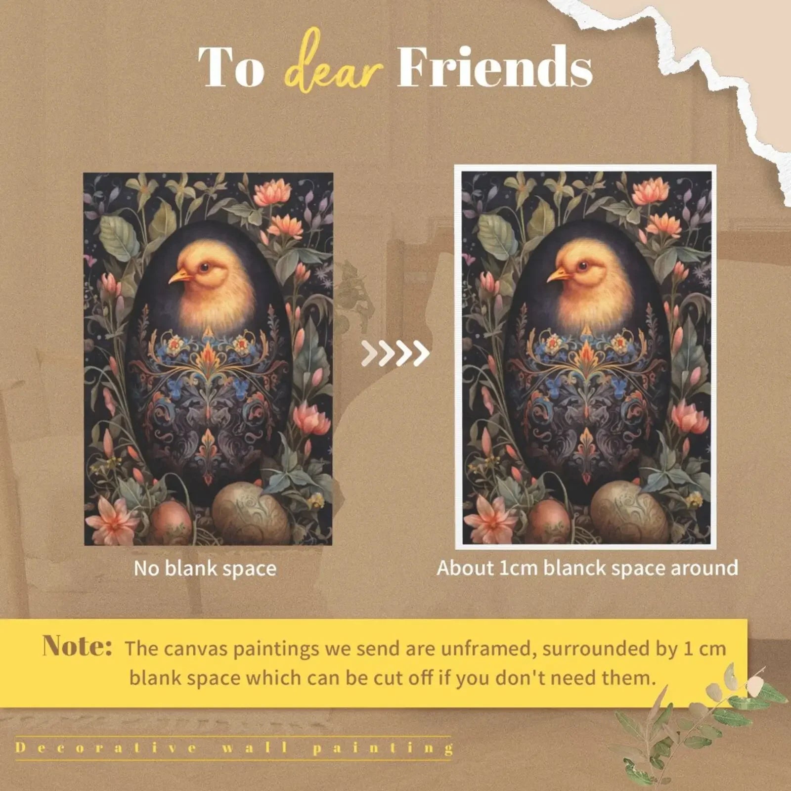 Home Decoration Wall Art Unframed Canvas Animals in Easter Eggs Print Poster For Living Room Bedroom Gift
