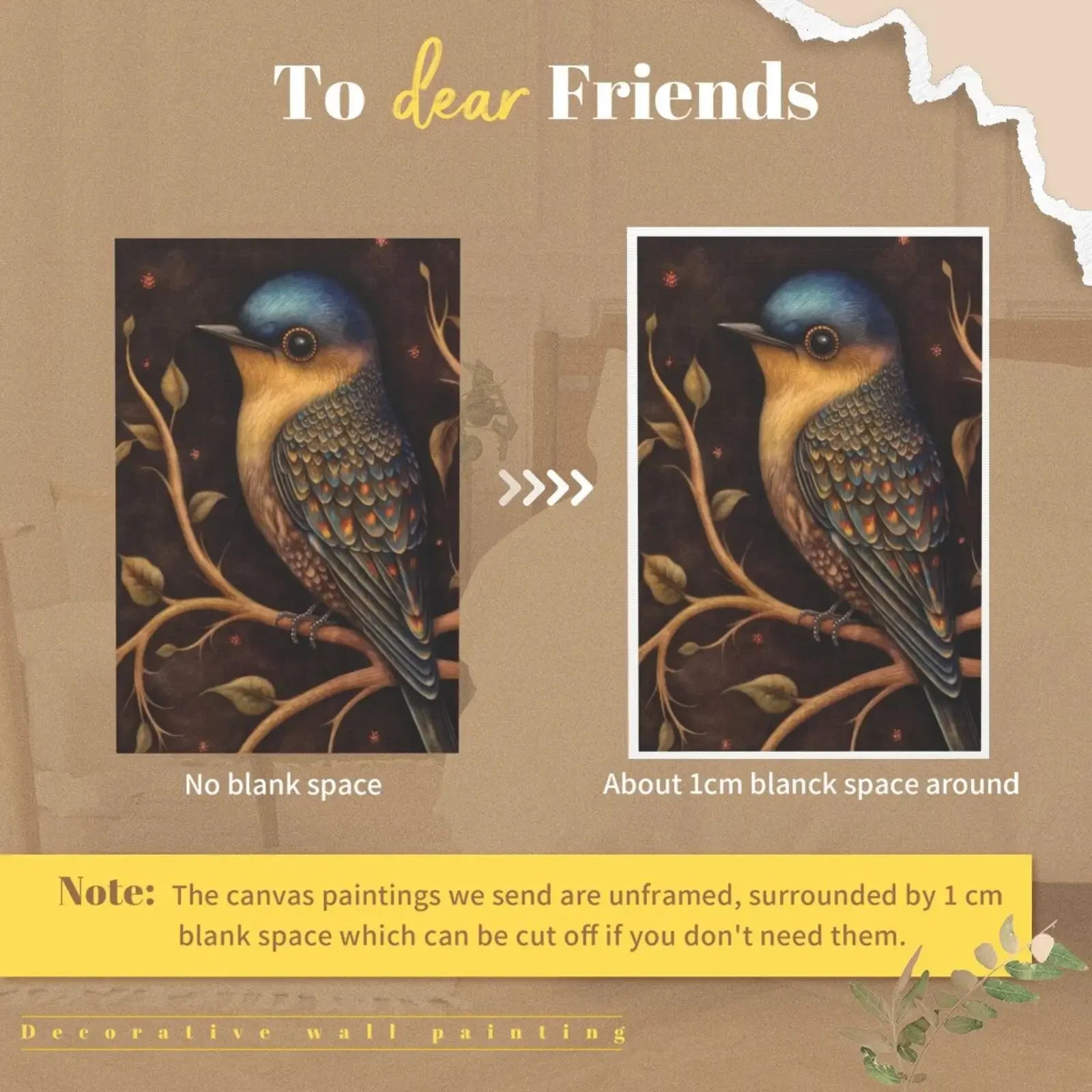 Dark Garden Birds Retro Style Unframed Canvas Print Wall Art Poster For Home Living Room Bedroom Decor Gifts
