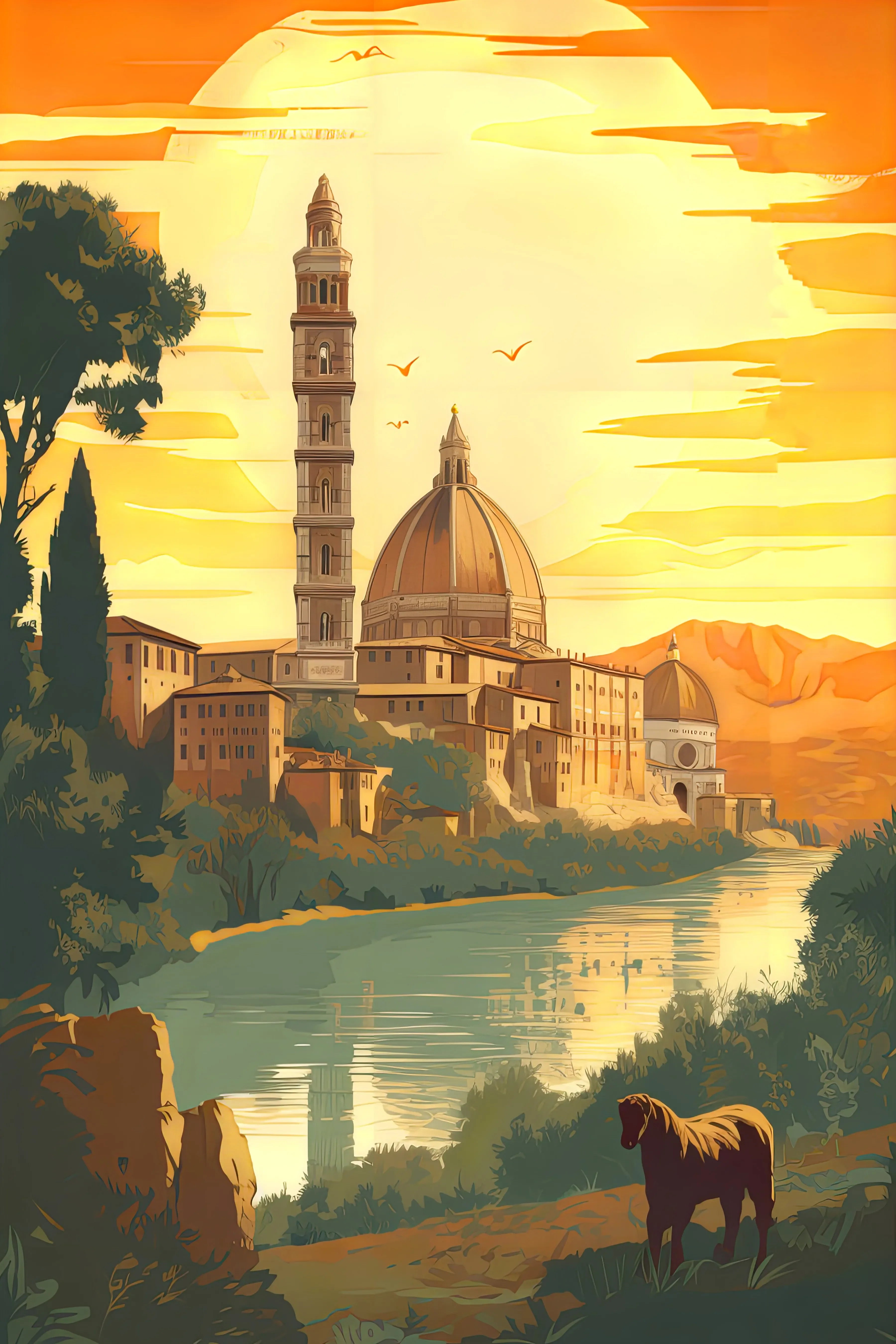 Unframed Canvas Vintage Italy Artwork Print Poster Wall Art for Home Living Room Bedroom Decor & Lovely Gift