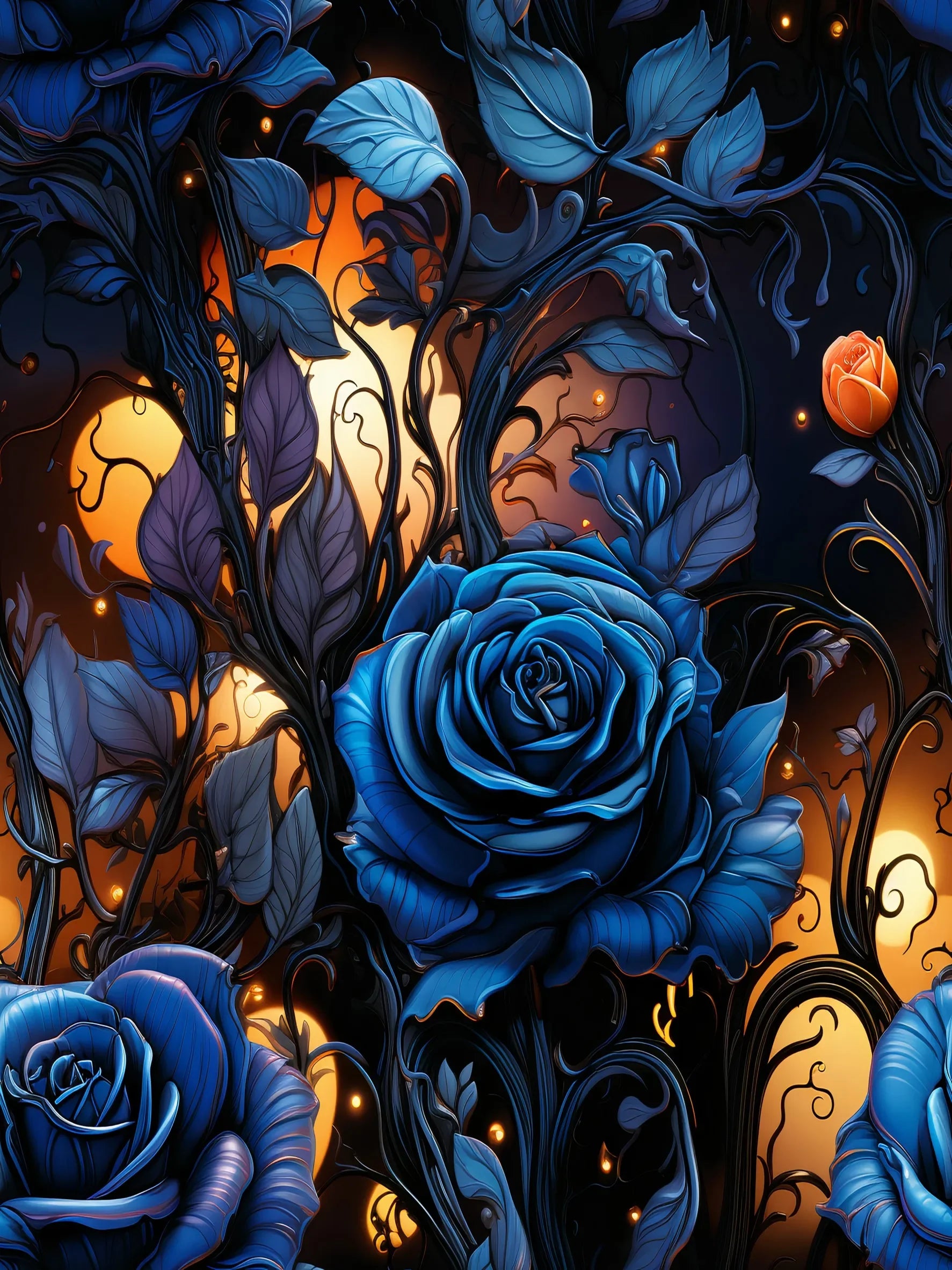 Retro Dark Roses Unframed Canvas Art Print Unframed Wall Poster For Living Room Bedroom Home Decor And Nice Gifts