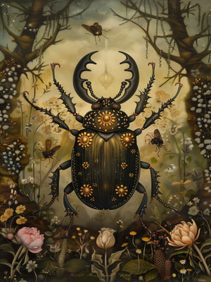 Gothic Beetle Wall Art Unframed Canvas Print Poster Fashion Home Decor for Bedroom Living Room & Special Present
