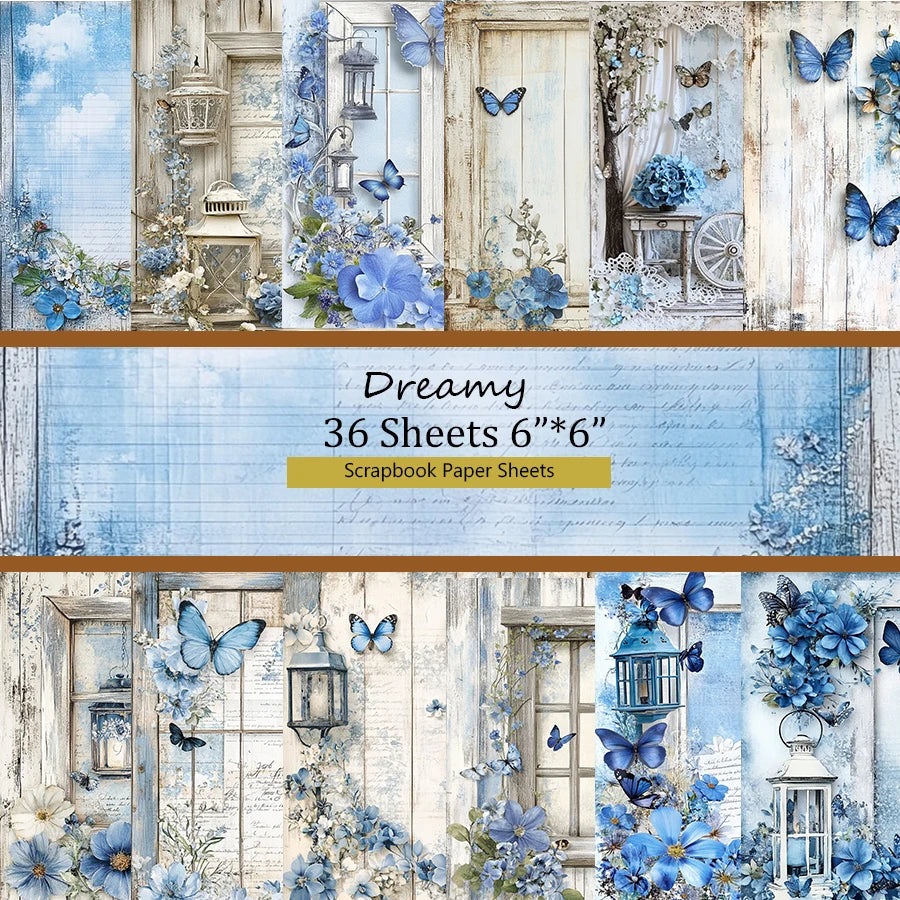 6x6 Inches Scrapbook Paper Set (36 Sheets): Vintage Craft Designs, Decorative Background for Junk Journal, Planner, Cards.