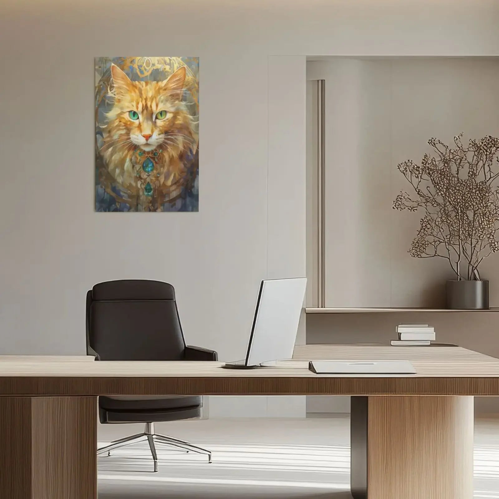 Bedroom Living Room Home Decor Unframed Canvas Cats and Crystals Wall Art Poster Print Special Gift