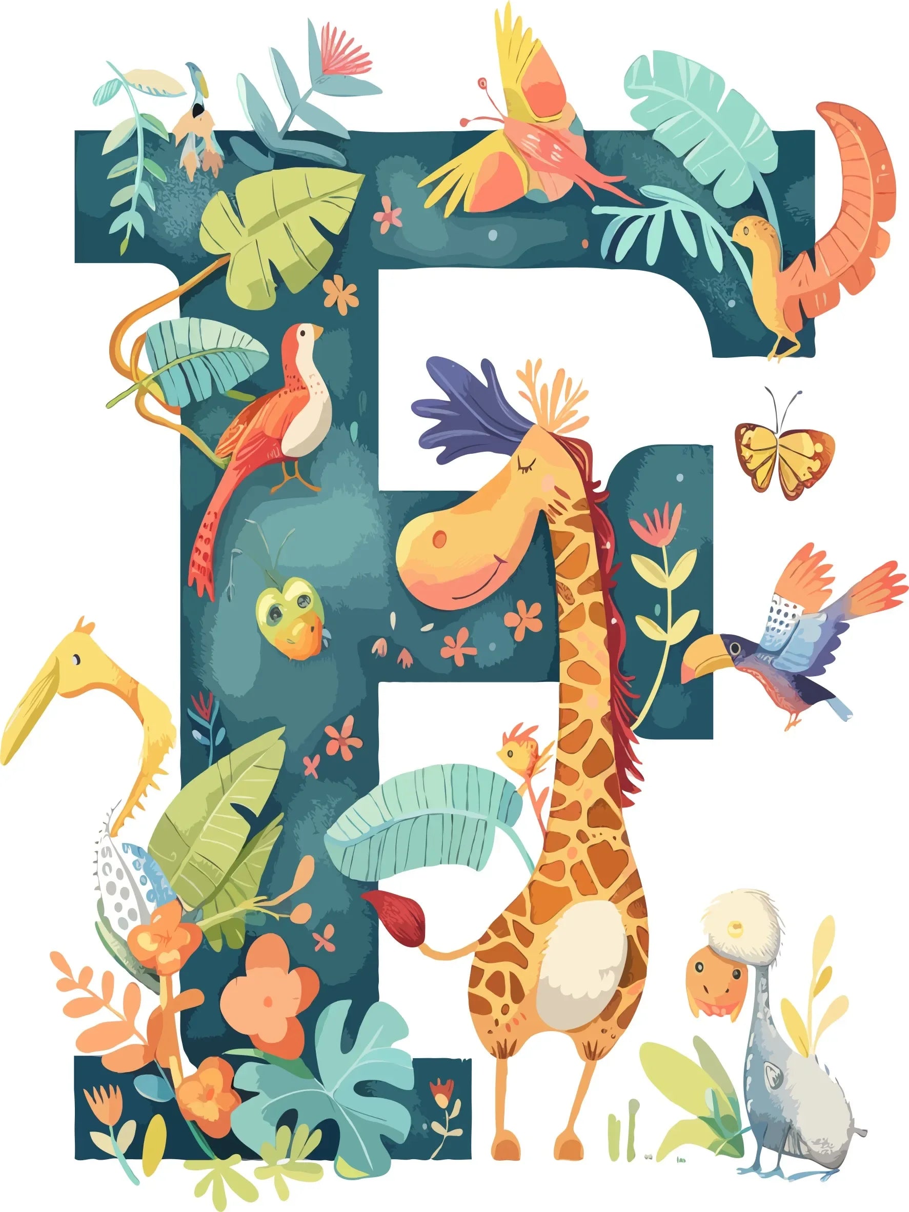 Wall Art Canvas Unframed Print Cute Animal Alphabet Poster For Home Living Room Bedroom Decoration Gifts
